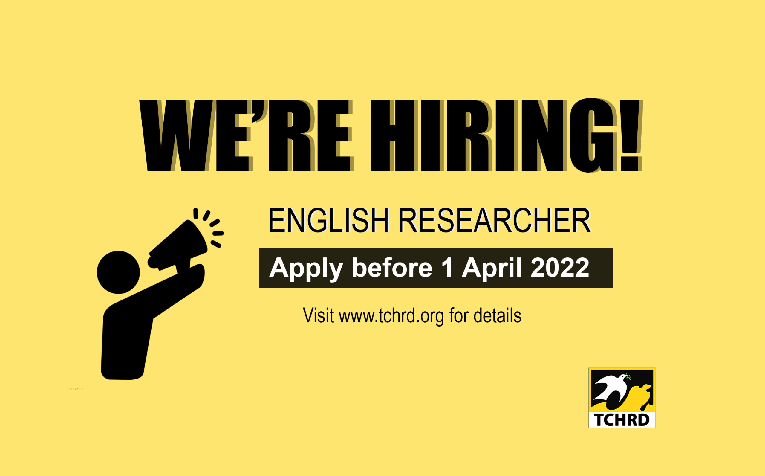 FULL-TIME JOB VACANCY AT TCHRD: ENGLISH RESEARCHER