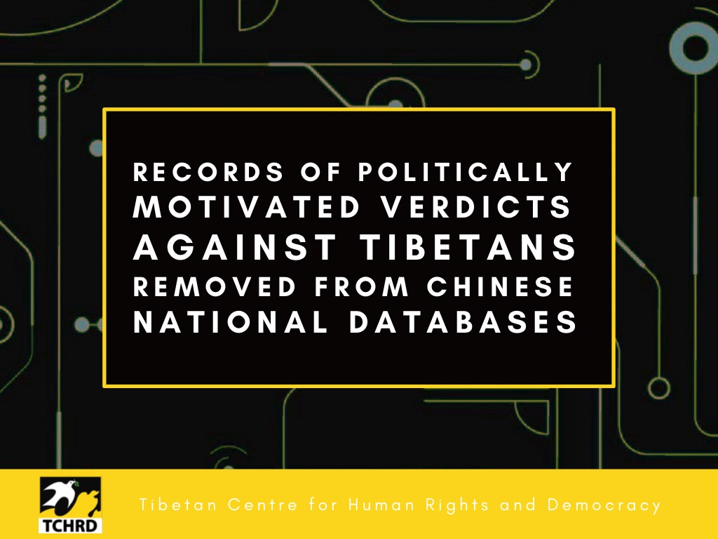 Records of politically-motivated verdicts against Tibetans removed from Chinese national databases
