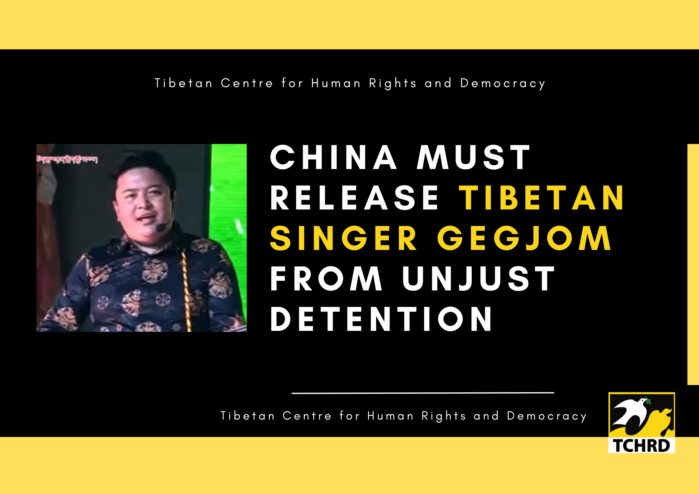 China must release Tibetan singer Gegjom from unjust detention